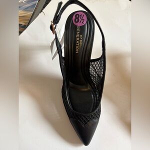 BCBGeneration Black Pointed Mesh Slingback Heel